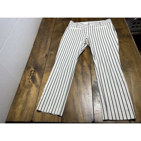 Anthropologie Pants Size 8 The Essential Slim Striped Button Women Pants - Picture 1 of 11